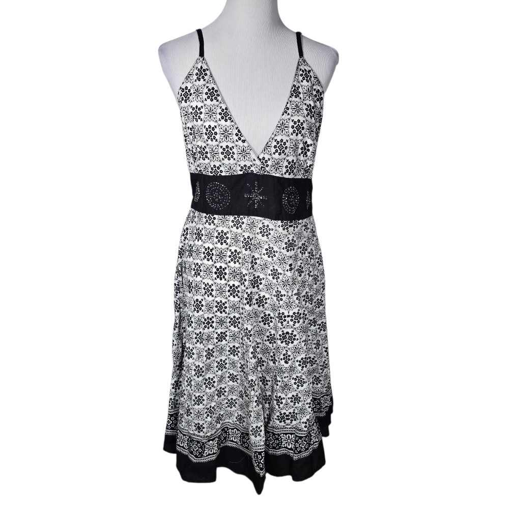 Uniti Casuals XL Cotton Black and White Beaded SunDress Dress
